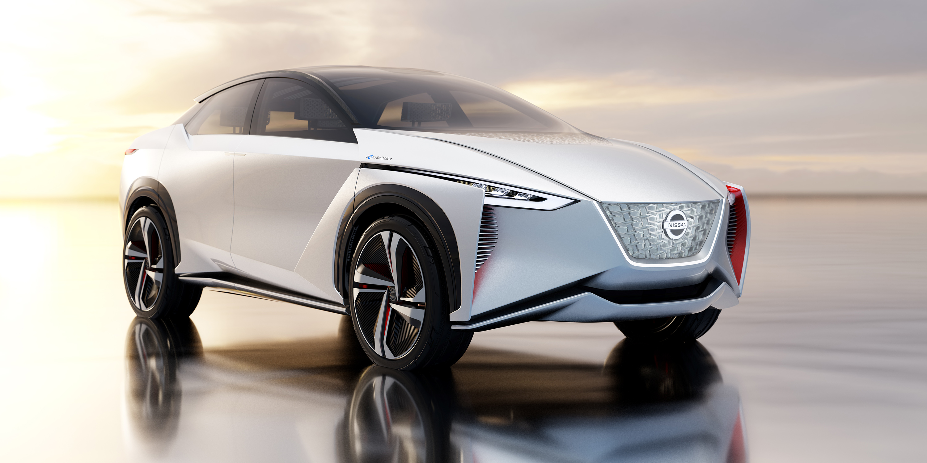 Nissan IMx concept car 3/4 exterior front in desert